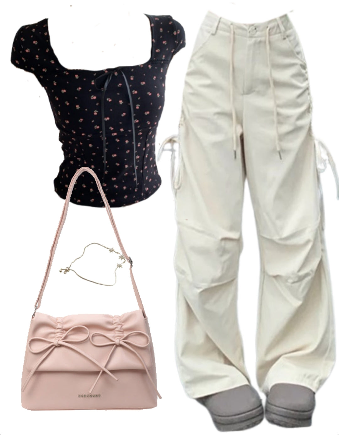 OOTD: Short Sleeve Tee + Cargo Pants + Leather Shoulder Bag