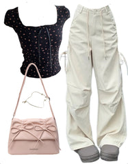 OOTD: Short Sleeve Tee + Cargo Pants + Leather Shoulder Bag