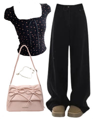 OOTD: Short Sleeve Tee + Boyfriend Jeans + Leather Shoulder Bag