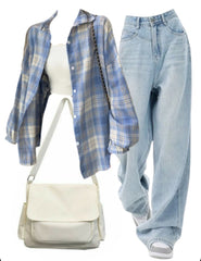 OOTD: Loose Blouse + Boyfriend Jeans + Large Canvas Satchel Bag