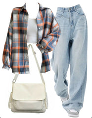 OOTD: Loose Blouse + Boyfriend Jeans + Large Canvas Satchel Bag