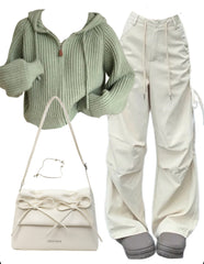 OOTD: Hooded Cardigan + Cargo Pants + Leather Shoulder Bag