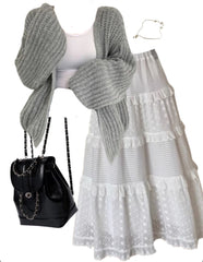 OOTD: Open Front Knit Cardigan + Maxi Skirt + Mini Pu Leather Backpack