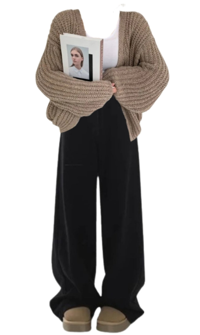 OOTD: Open Front Knit Cardigan + Baggy Boyfriend Jeans