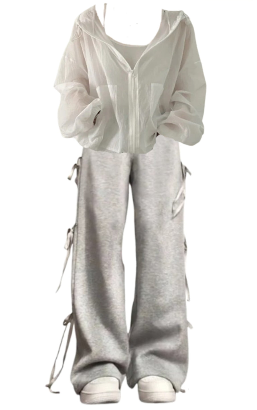 OOTD: Sunscreen Hooded Zip Up Jacket + Street Side Bow Tie Sweatpants