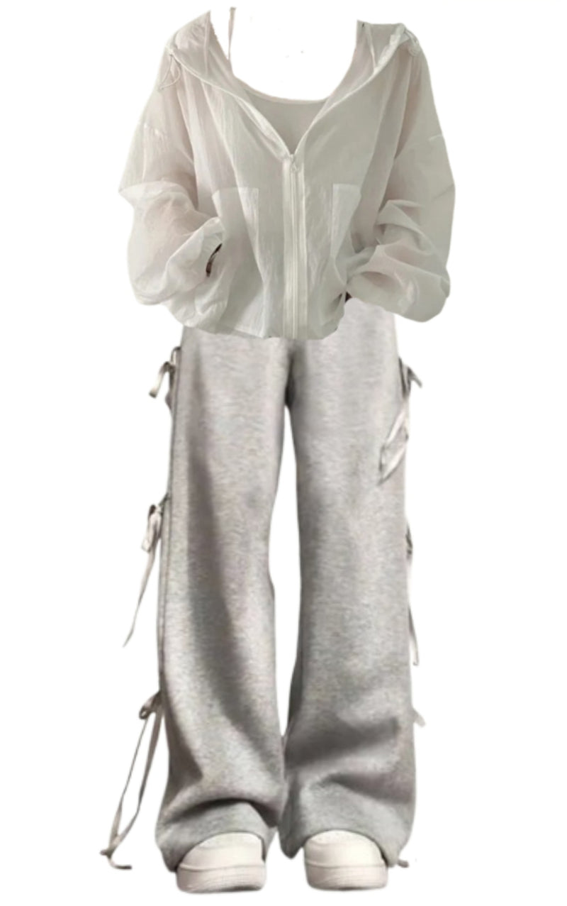 OOTD: Sunscreen Hooded Zip Up Jacket + Street Side Bow Tie Sweatpants