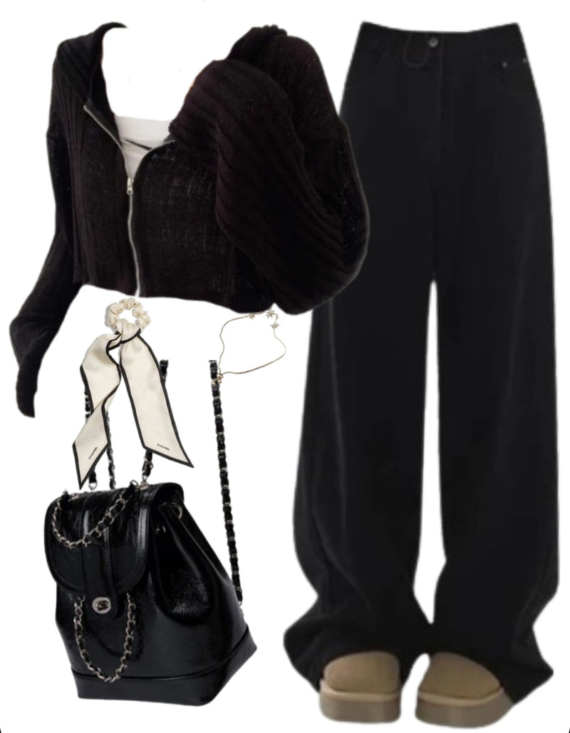 OOTD: Zip Up Hoodie + Baggy Boyfriend Jeans + Mini Pu Leather Backpack