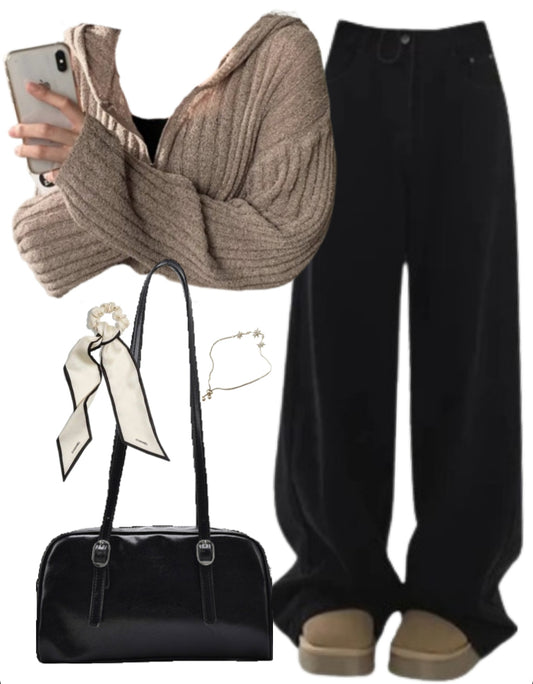 OOTD: Zip Up Hoodie + Baggy Boyfriend Jeans + Pu Leather Shoulder Bag