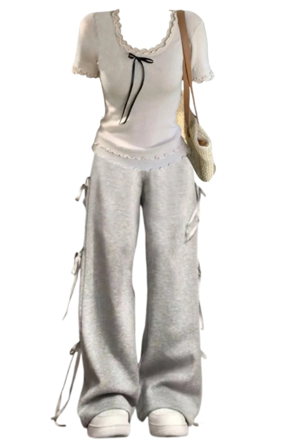 OOTD: Bow Patchwork Short sleeve Tee + Street Side Bow Tie Sweatpants