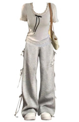 OOTD: Bow Patchwork Short sleeve Tee + Street Side Bow Tie Sweatpants