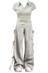 OOTD: Polo Collar Short Sleeve Tee + Street Side Bow Tie Sweatpants