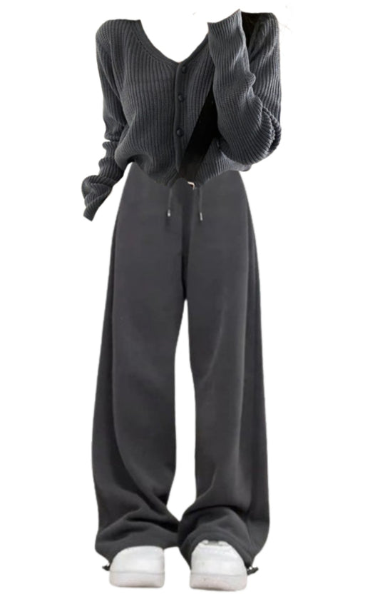 OOTD: Knitted Button Cardigan + Vintage Solid Color Baggy Sweatpants