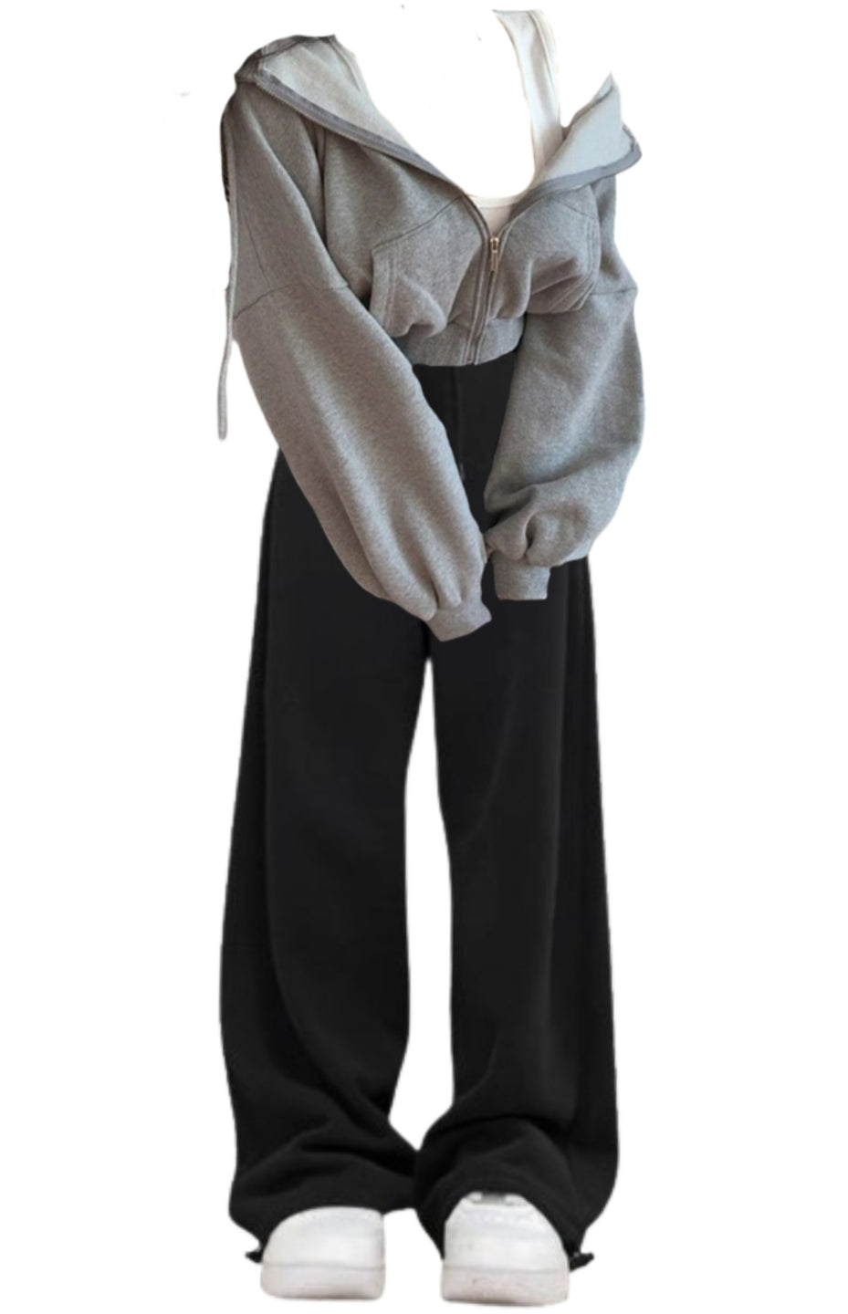 OOTD: Zip Up Cropped Hoodie + Baggy Sweatpants