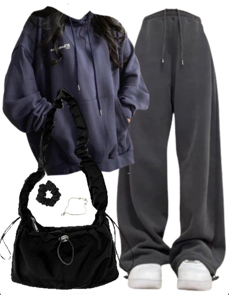 OOTD: Oversized Hoodie + Baggy Sweatpants + String Shoulder Bag