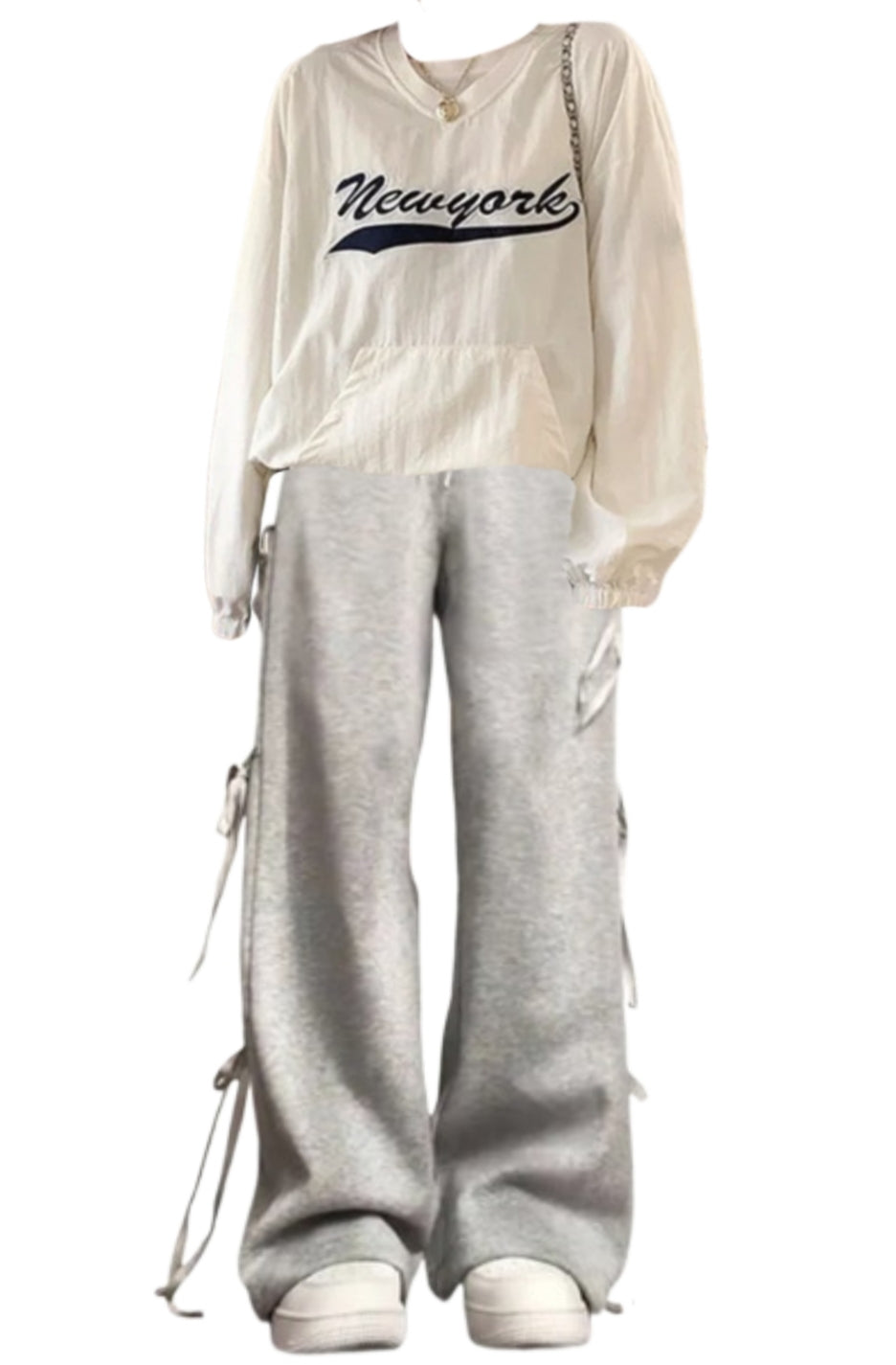 OOTD: Logo Embroidered Sweatshirt + Street Side Bow Tie Sweatpants