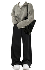 OOTD: Cable Knit Sweater + Vintage Solid Color Baggy Sweatpants - fairypeony