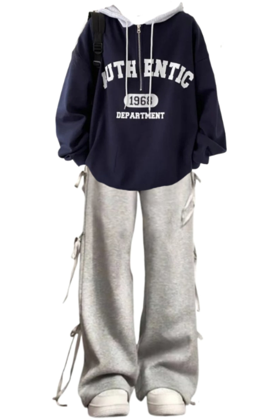 OOTD: Zipper Oversized Hoodie + Street Side Bow Tie Sweatpants