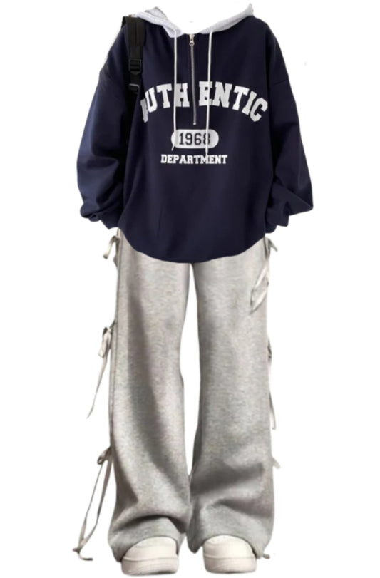 OOTD: Zipper Oversized Hoodie + Street Side Bow Tie Sweatpants