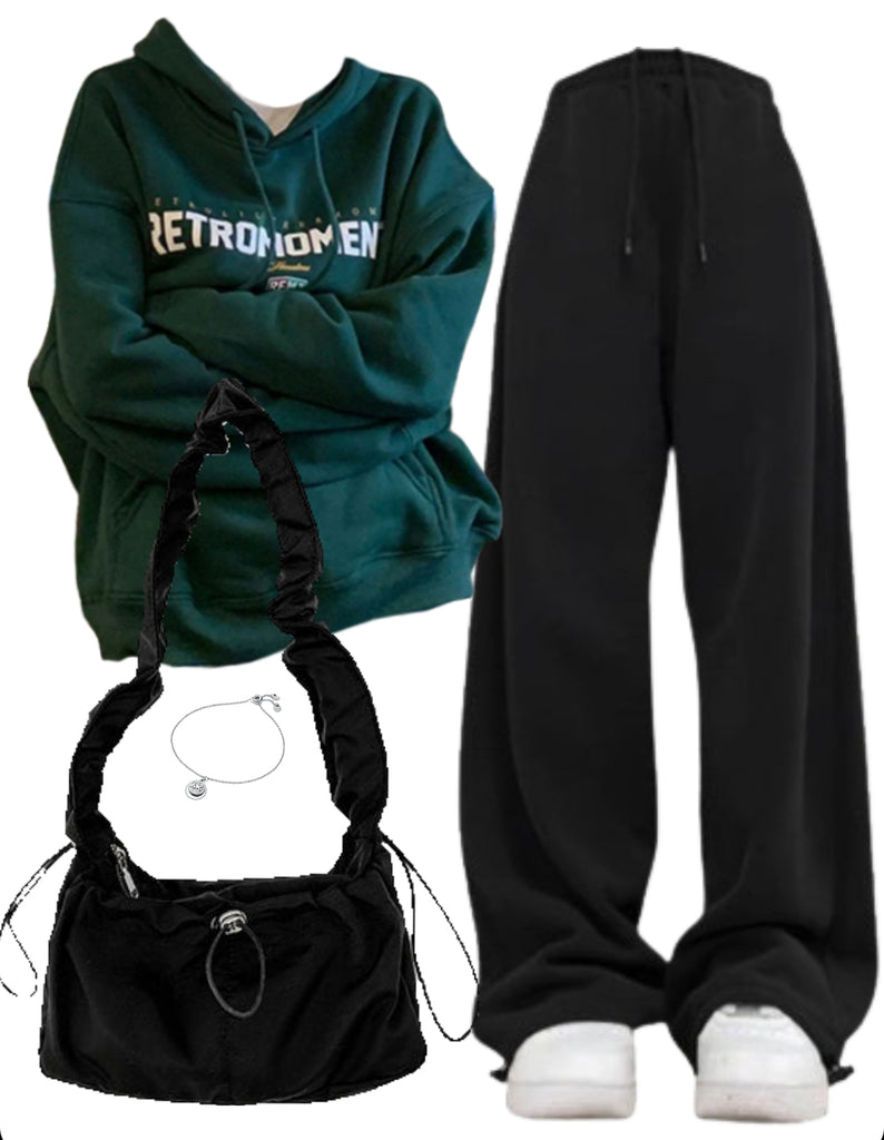 OOTD: Oversized Hoodie + Baggy Sweatpants + String Shoulder Bag