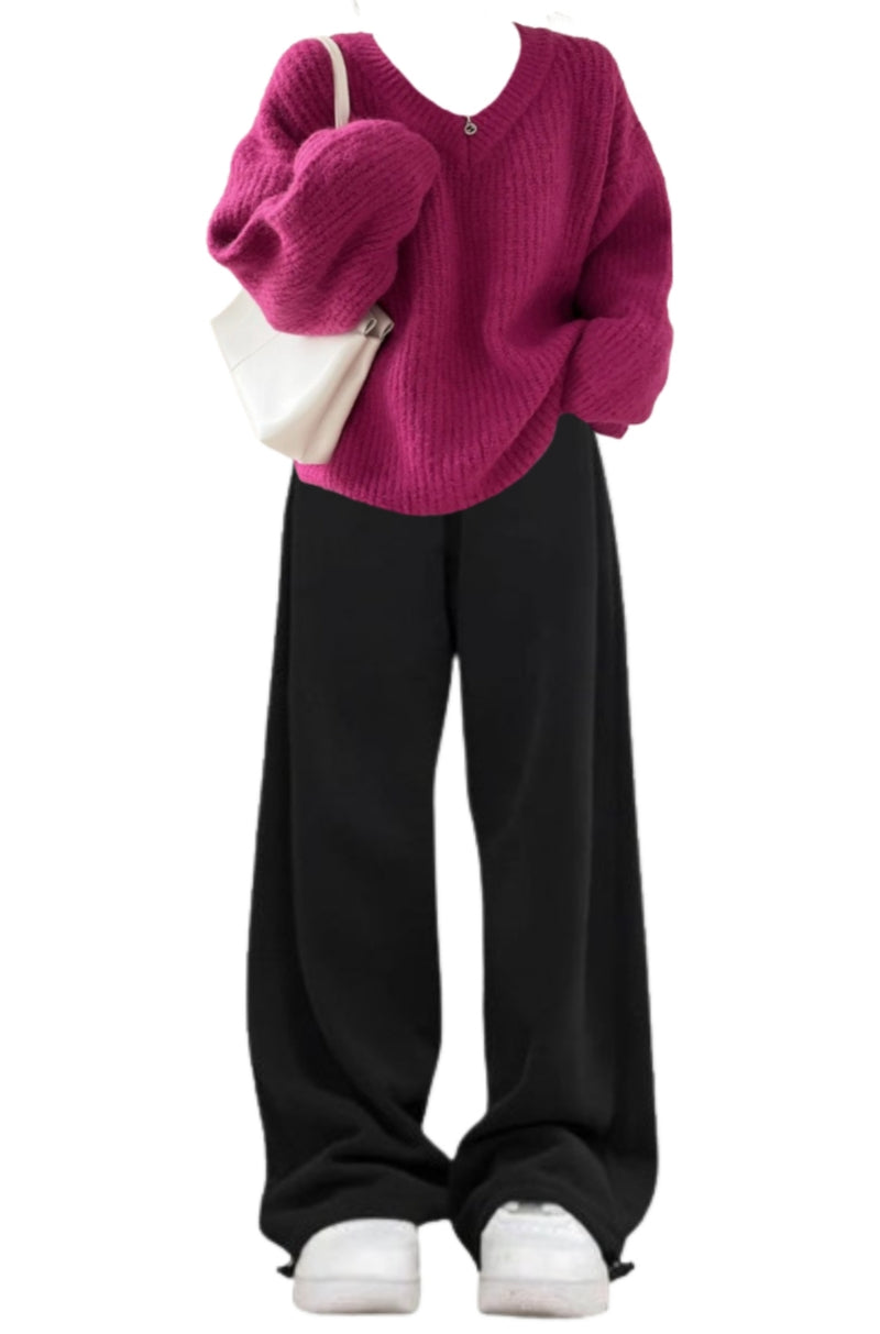OOTD: Oversized Sweater + Vintage Solid Color Baggy Sweatpants