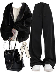 OOTD: Oversized Hoodie + Baggy Sweatpants + Mini Pu Leather Backpack