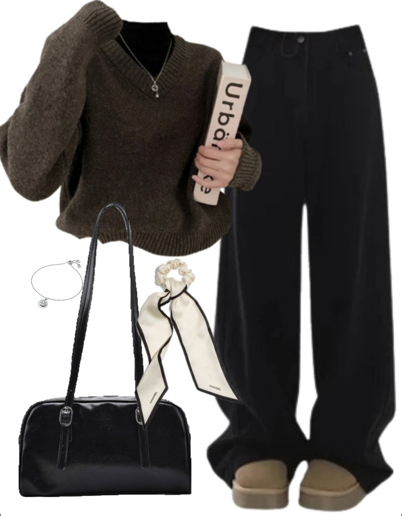 OOTD: Pullover Sweater + Baggy Boyfriend Jeans + Shoulder Bag