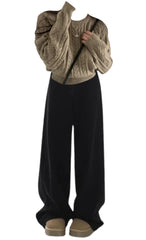 OOTD: Cable Knit Sweater + Vintage Black Straight Baggy Boyfriend Jeans - fairypeony