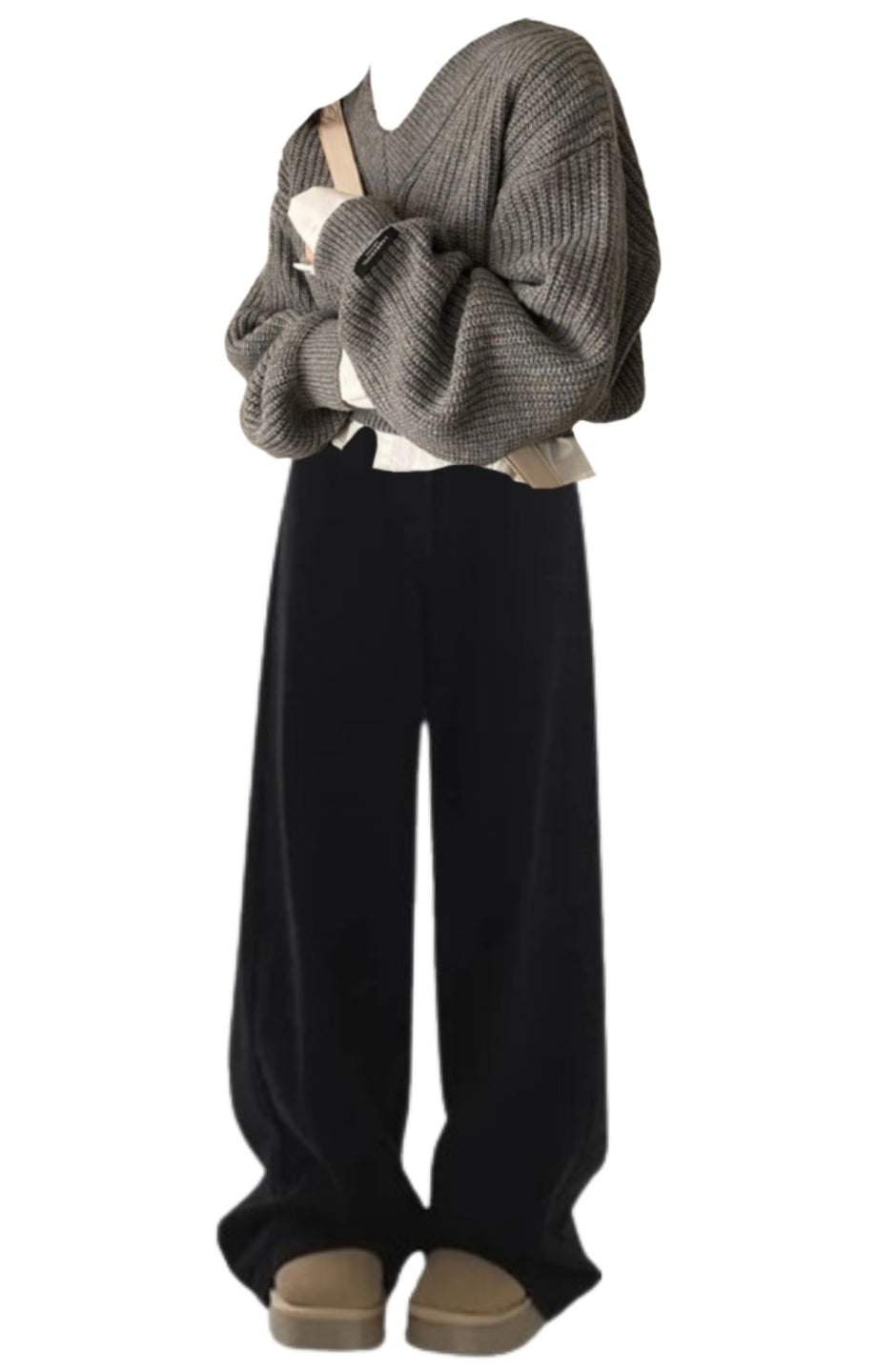 OOTD: Oversized Cropped Sweater + Vintage Black Straight Baggy Boyfriend Jeans - fairypeony