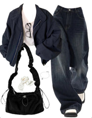 OOTD: Oversized Jacket + Vintage Boyfriend Jeans + Shoulder Bag - fairypeony