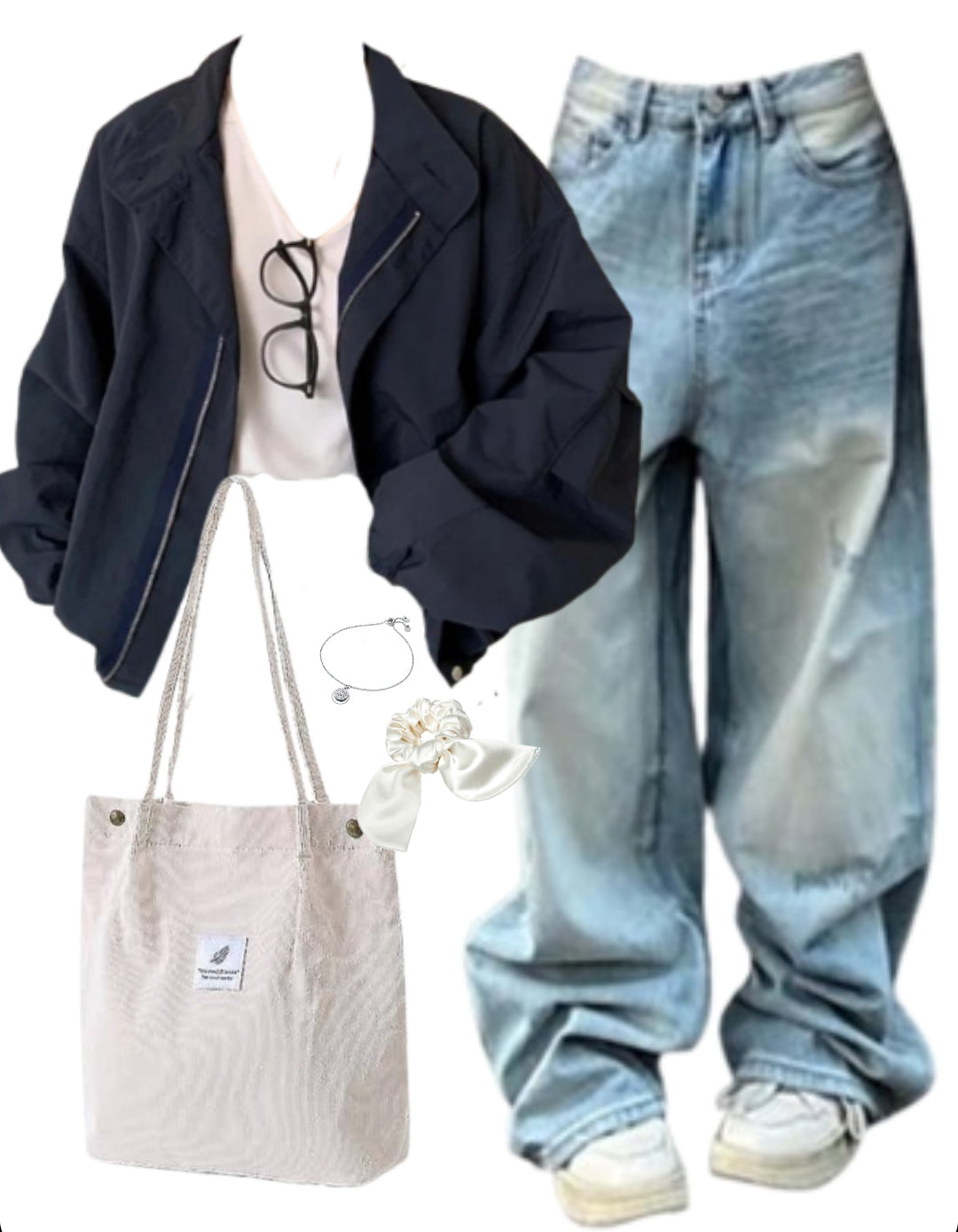 OOTD: Oversized Jacket + Baggy Jeans + Corduroy Tote Bag