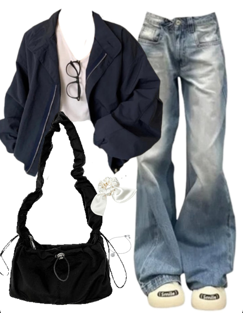 OOTD: Oversized Jacket + Vintage Baggy Jeans + Shoulder Bag