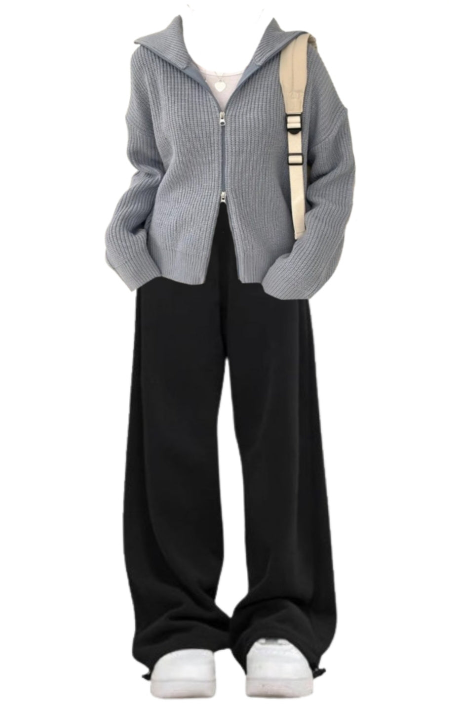 OOTD: Zip Up Cardigan + Vintage Baggy Sweatpants - fairypeony