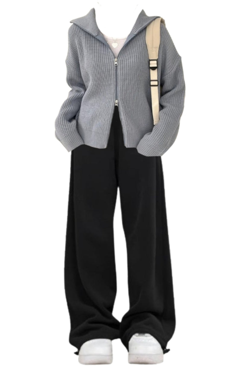 OOTD: Zip Up Cardigan + Vintage Baggy Sweatpants