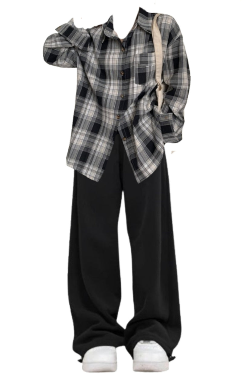OOTD: Vintage Plaid Blouse + Vintage Baggy Sweatpants