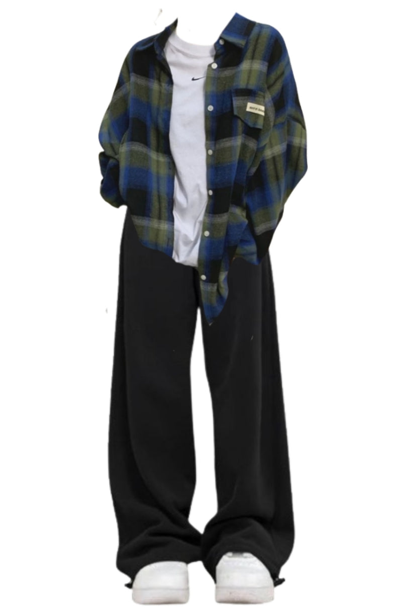 OOTD: Vintage Plaid Blouse + Vintage Baggy Sweatpants