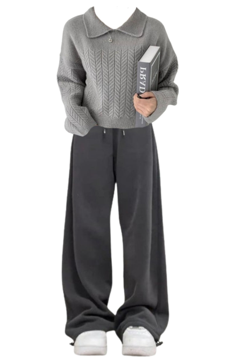 OOTD: Polo Collar Sweater + Vintage Baggy Sweatpants