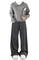 OOTD: Polo Collar Sweater + Vintage Baggy Sweatpants - fairypeony