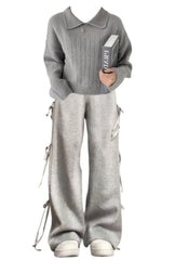 OOTD: Cable Knit Sweater + Bow Tie Sweatpants