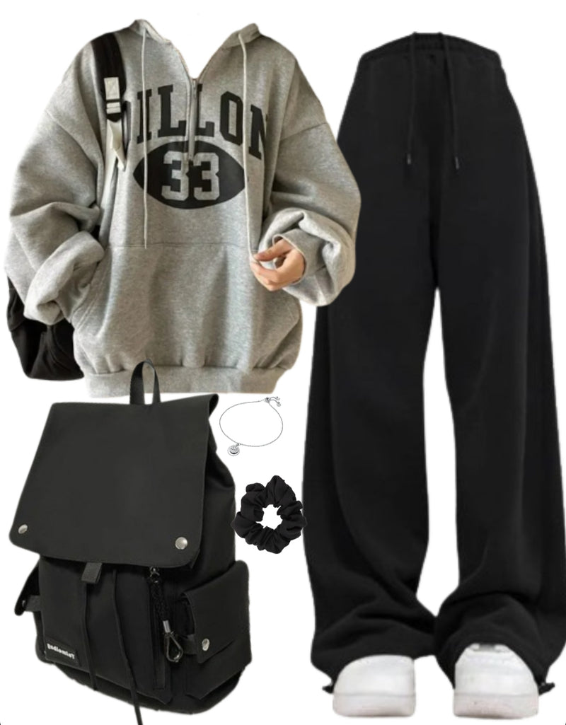 OOTD: Oversized Hoodie + Baggy Sweatpants + Backpack