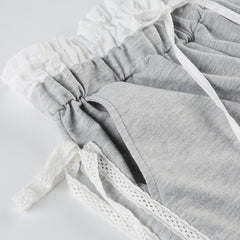 Lace Patchwork Bowknot Baggy Sweatpants
