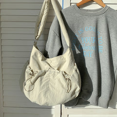 Shirring String Big Shoulder Crossbody Bag