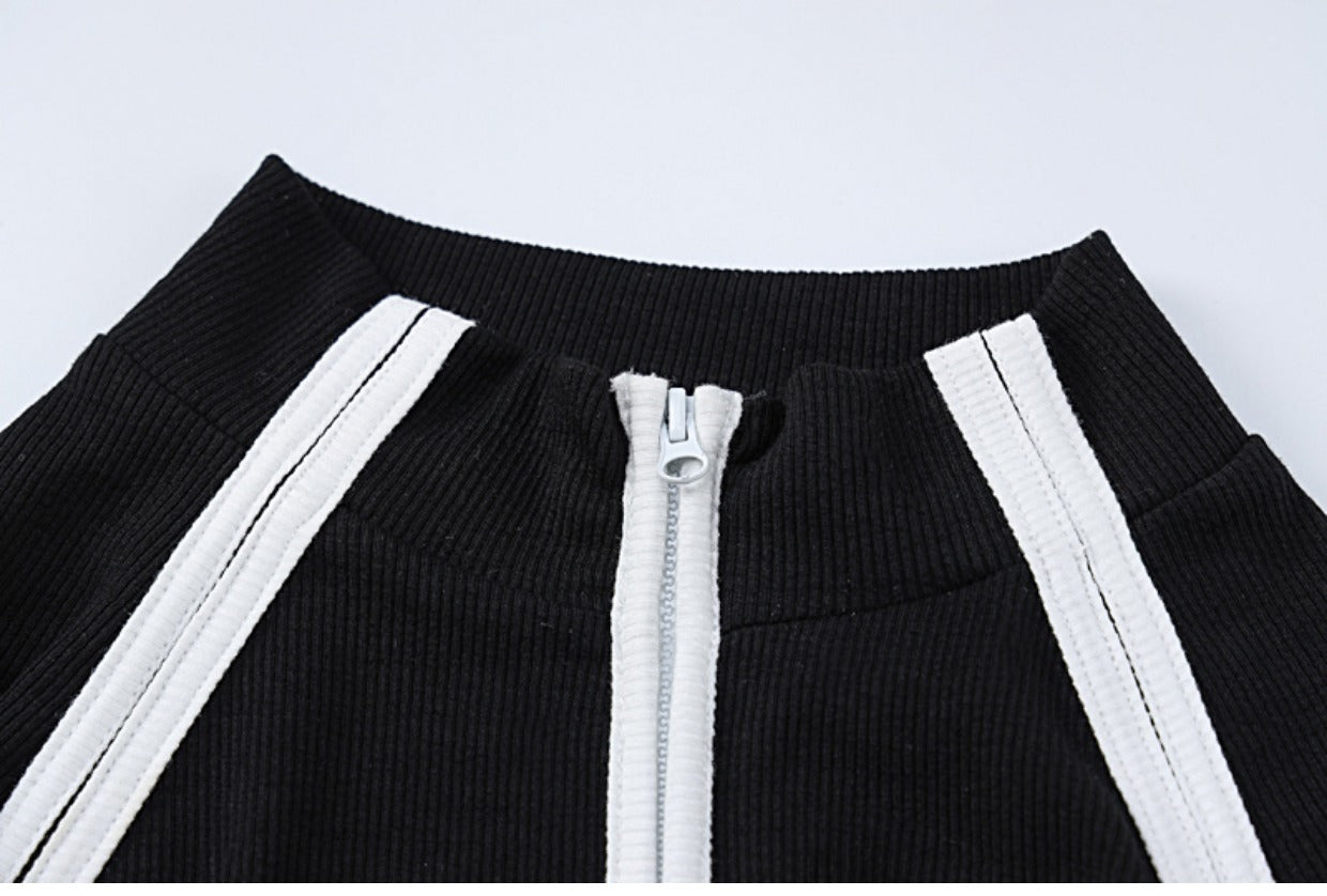 Patchwork Zip Up Long Sleeve Tee - fairypeony