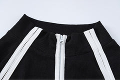 Patchwork Zip Up Long Sleeve Tee - fairypeony