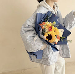 Floral Print Padded Oversized Jacket