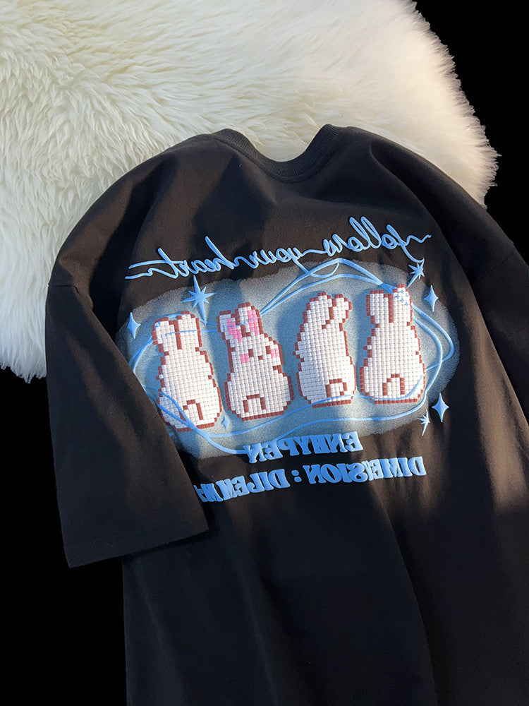 Embroidered Cute Rabbit Oversized T-shirt