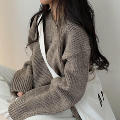 Dark Academia Round Neck Pullover Sweater - fairypeony
