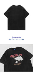 Cartoon Cat Ghost Print Oversized T-shirt