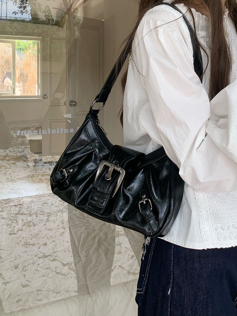 Vintage Y2K Punk Pu Leather Shoulder Bag - fairypeony