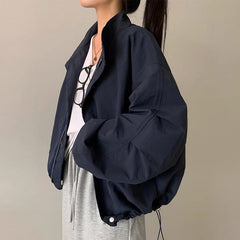 Versatile Drawstring Design Oversized Jacket