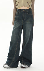 Vintage Washed High Waist Wide Leg Jeans